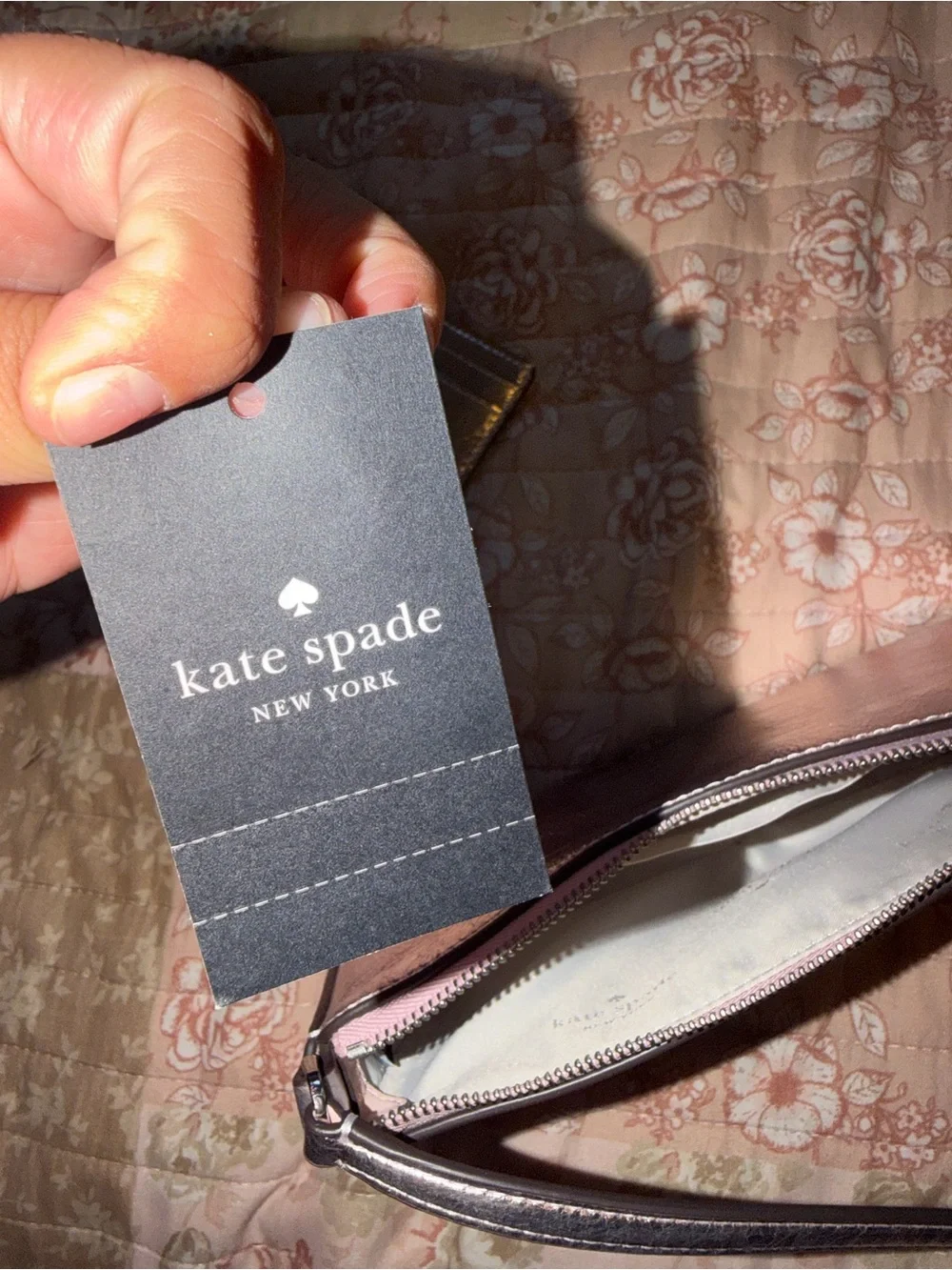 Kate Spade Lilac Metallic Wristlet and Card Holder Set in